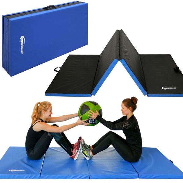 220x110 Klappbare Gymnastikmatte - 5cm dicke Turnmatte Blau Schwarz