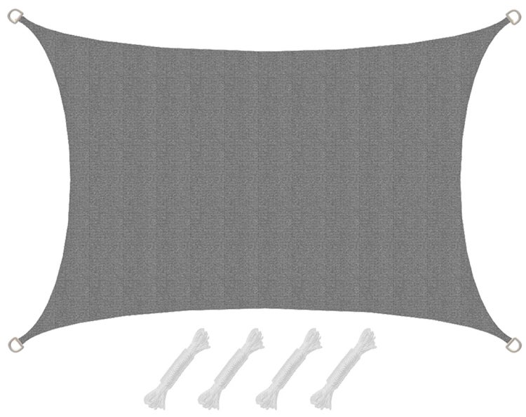 AMANKA UV Sonnensegel - 3x2 m HDPE Rechteckig - Sonnenschutz Plane Überdachung Garten Balkon Grau