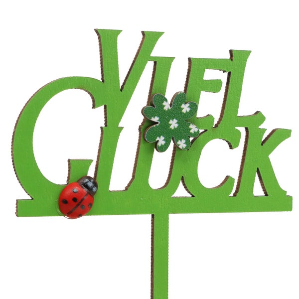 Dekoration Viel Glück mit Kleeblatt und Marienkäfer