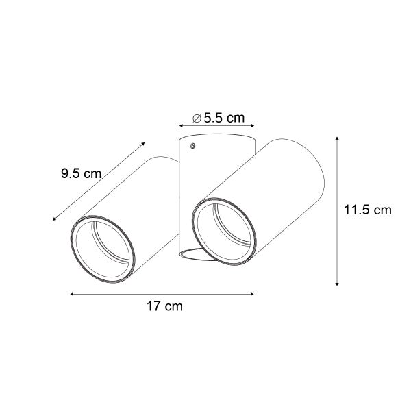 Design Einbaustrahler Gunmetal GU10 50mm 2-flammig schwenkbar - Michael