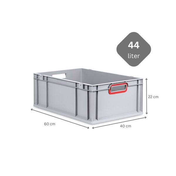 PROREGAL Spar Set 4x Eurobox Nextgen Color Mit Auflagedeckel & Schiebeschnappverschlüsse HxBxT 22 x 40 x 60 cm Griffe Rot Offen Verstärkter Boden