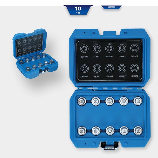 10-teiliger BMW Nüsseinsatz Satz im blauen Koffer