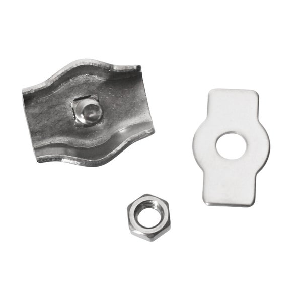 Drahtseilklemme mit Platte und Mutter aus Metall zur Befestigung von Drahtseilen