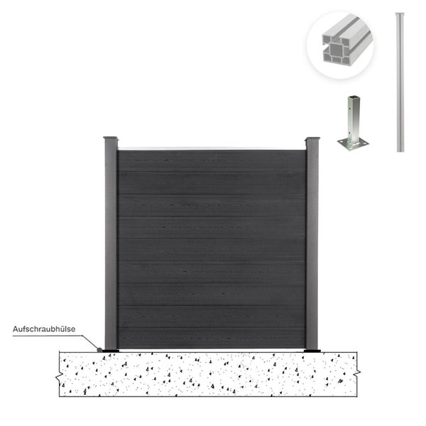 Home Deluxe - 1x Aufschraubhülse CALMAR - Edelstahl, Maße: 3,5 x 3,5 x 20 cm - inkl. Montagematerial I Pfostenträger Pfostenanker Bodenhülse