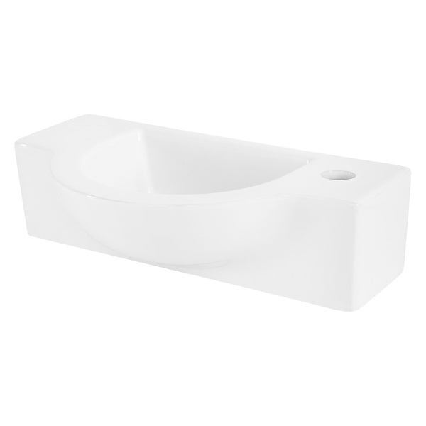 ML-Design Waschbecken aus Keramik in Weiß, 44,5x25,5x12 cm, Oval, klein, Hahnloch rechts, Wandmontage oder Aufsatzwaschbecken, Moderne Waschtisch Waschschale Waschplatz Handwaschbecken, für Badezimmer