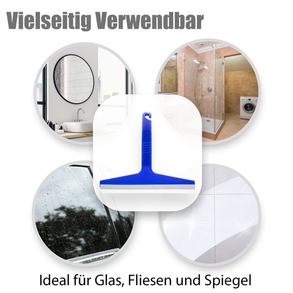 Glaswischer mit Anwendungsbeispielen im Bad und am Auto