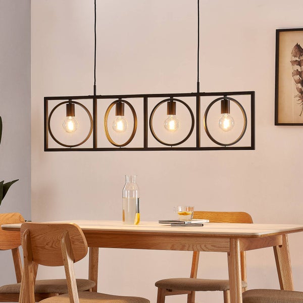 Lindby Pendelleuchte Mateja (Modern) in Schwarz aus Textil (4 flammig, E27) - Deckenlampe Esstischlampe Hängelampe Hängeleuchte Wohnzimmerleuchte