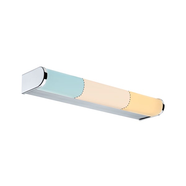 LED-Wandleuchte mit einstellbarer Farbtemperatur von Kaltweiß bis Warmweiß, Metallgehäuse mit runden Endkappen.