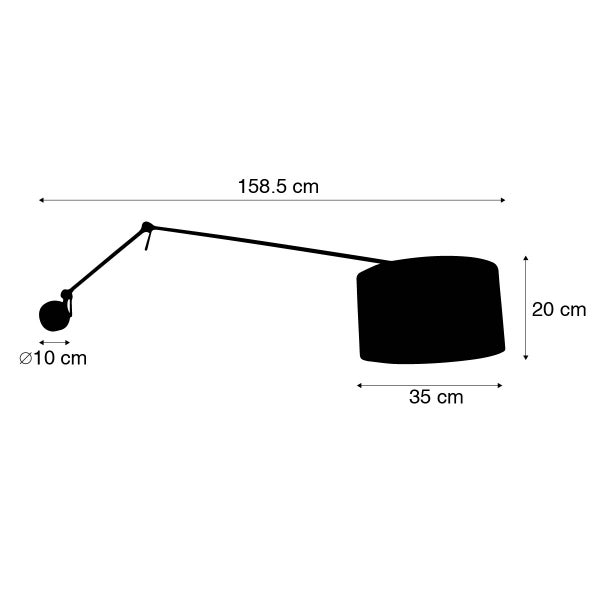 Wandleuchte schwarz mit Veloursschirm grün 35 cm verstellbar - Blitz