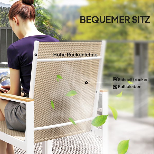 Outsunny Sitzgruppe 5 tlg. Essgruppe für 4 Personen Abnehmbar Esstisch mit 4 Stühle, Esszimmergruppe Küchentisch-Set mit Stahlgestell Balkonmöbel Gartenmöbel für Terrasse, Balkon Mehrfarbig