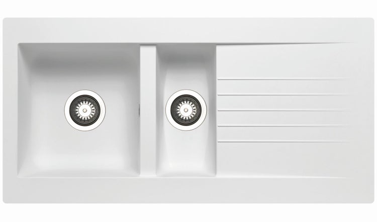 Spüle mit zwei Becken und Abtropffläche