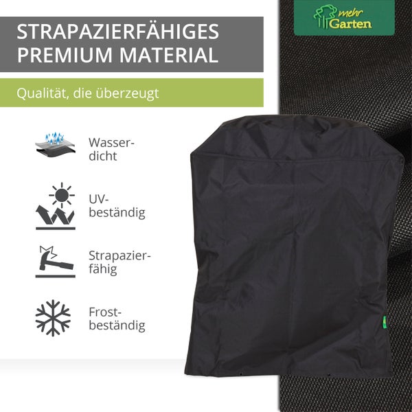 Mehr Garten - Premium Gasgrill-Abdeckung: 76(B)x66(T)x109(H) cm I Abdeckhaube für Gasgrill wasserdicht und wetterfest aus Oxford 600D Gewebe I Grillhaubenabdeckung I Schwarz