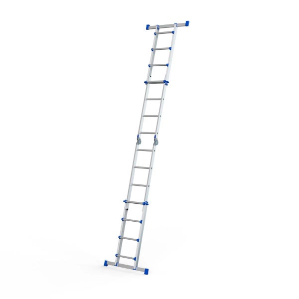 Ausgezogene Mehrzweckleiter aus Aluminium mit Sprossen