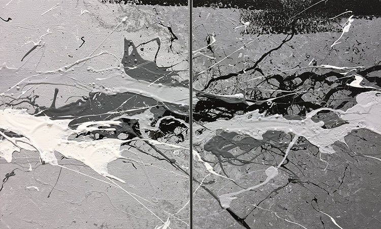 Das moderne Bild -Black vs. White- 170x70x2 cm handgemaltes Unikat