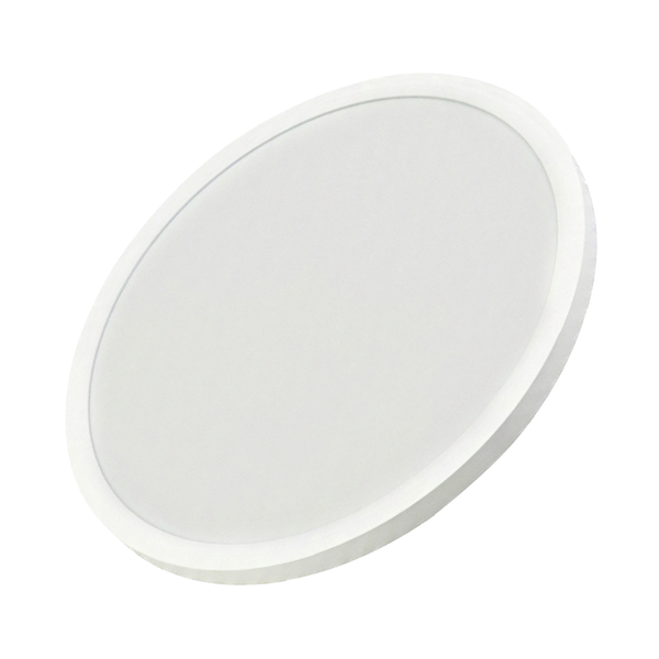 Rundes weißes LED-Panel für die Decken- oder Wandmontage mit diffuser Oberfläche.