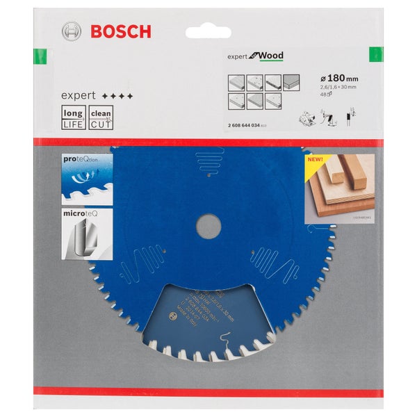 Bosch Kreissägeblatt Expert for Wood für Handkreissägen 180 x 30 x 2,6 mm 48 - 2608644034