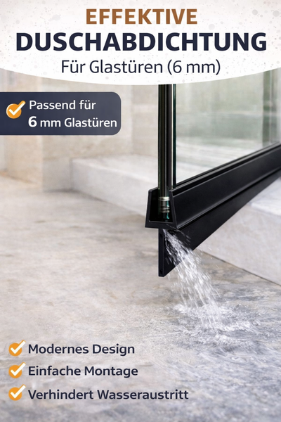 Duschabdichtung für 6 Millimeter Glastüren im Einsatz