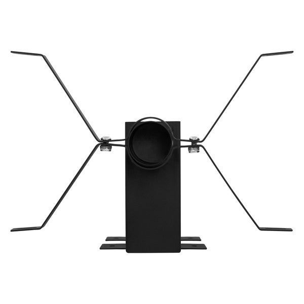 Schwarze Metallhalterung mit vier Auslegern und rechteckiger Basisplatte für die Montage.