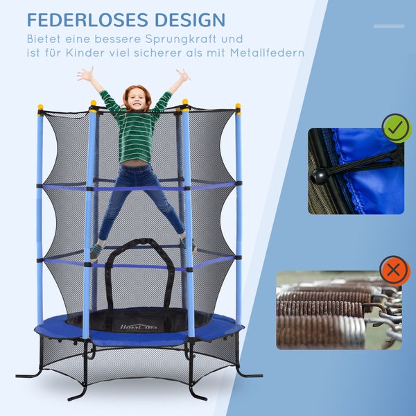 Federloses Gartentrampolin mit Sicherheitsnetz für Kinder