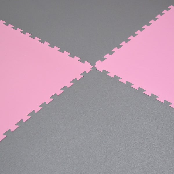 90x90cm Trainingsmatte mit Rand - 20mm Bodenschutz-Matte Grau Pink