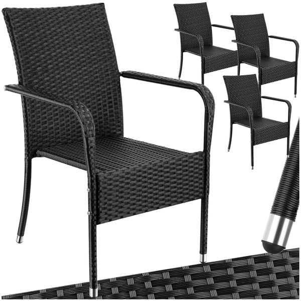 Rattanstuhl tectake Girona 58 x 67 x 90 cm, Belastbarkeit 120 kg widerstandsfähig schwarz