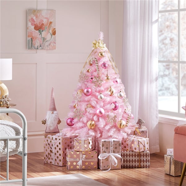 Yaheetech 124 cm Künstlicher Weihnachtsbaum , Rosa