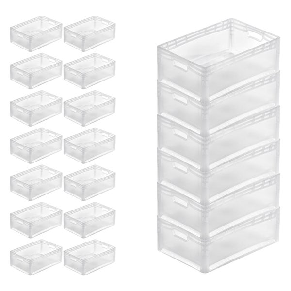 PROREGAL SuperSparSet 20x Transparenter Eurobehälter LightLine mit Offenem Griff und Auflagedeckel HxBxT22 x 40 x 60 cm 46 Liter Eurobox
