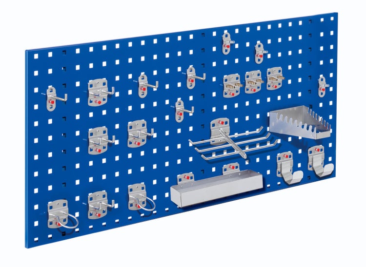 Kappes ®RasterPlan Einsteigerset #7 1x Lochplatte 1000x450mm 1x Werkzeughaltersortiment 21-teilig Enzianblau RAL 5010