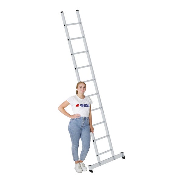 PROREGAL Sprossen-Anlegeleiter mit Traverse 10 Sprossen