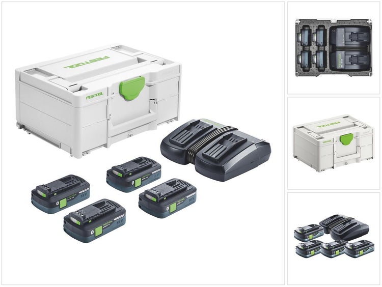 Festool Energie Set SYS 18V 4x4,0/TCL 6 DUO 18 V ( 577104 ) + 4x Akku 4,0 Ah + Ladegerät + Systainer