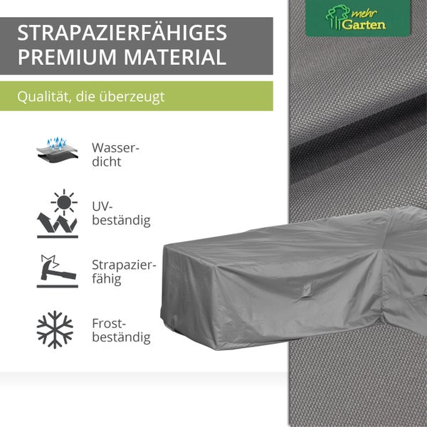 Strapazierfähiges Premium Material für den Aussenbereich, wasserdicht, UV-beständig, strapazierfähig und frostbeständig.