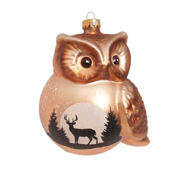 Eulen Christbaumkugel mit Hirschmotiv