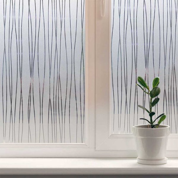 Simple Fix Fensterfolie - Vertikal Gestreift - 60 x 200 cm - Selbshaftend Blickdicht Sichtschutzfolie für Fenster - Folie Fenster Sichtschutz - Vertikale Streifen