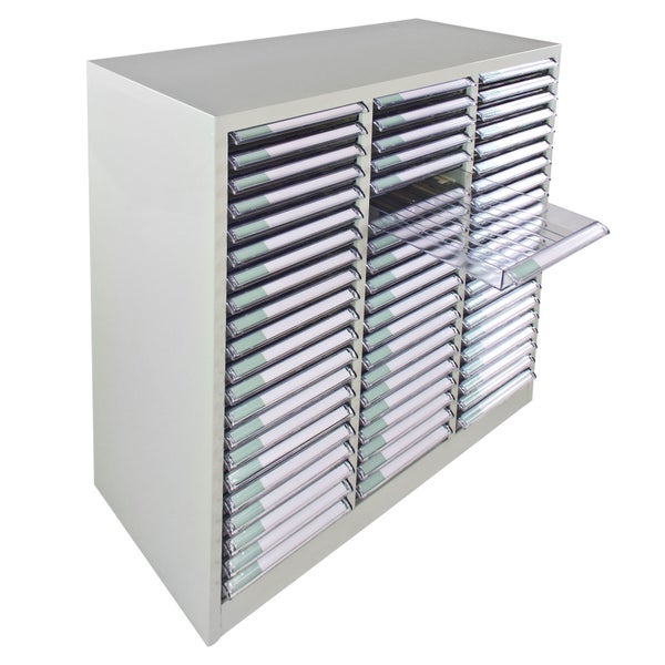 PROREGAL Schubladencontainer Kobra mit 63 Schubladen HxBxT 88 x 80 x 35 cm Lichtgrau