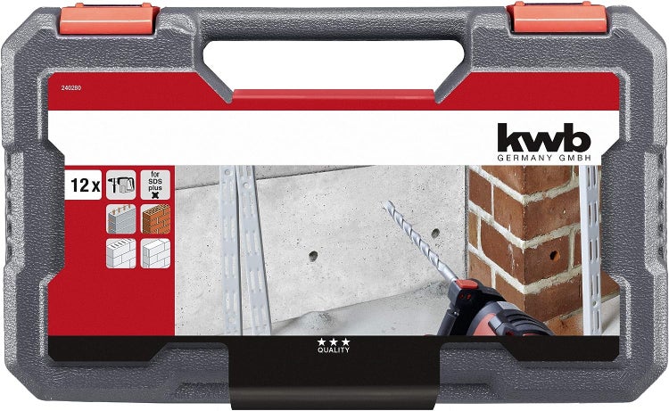 kwb SDS-Plus Hammer-Bohrer-Set, 12-teiliges Stein- u. Beton-Bohrer Satz im Kunstoff-Koffer