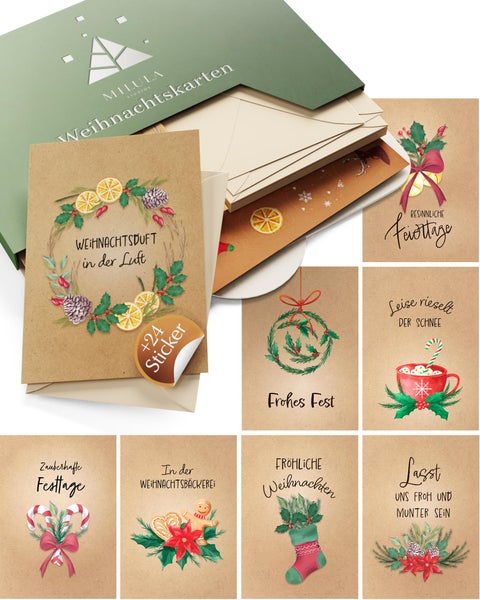 Weihnachtskarten mit Umschlag Set - 20 Karten Weihnachten Set - A6 Christmas Cards - Weihnachtskarte Postkarten -Weihnachtsgrußkarten Set - Weihnachtspostkarten Set für Weihnachten - Set Klein