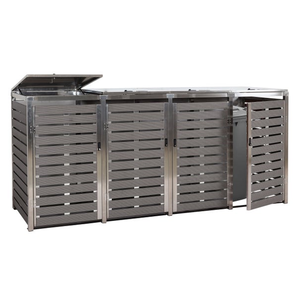 Mülltonnenbox für drei Mülltonnen mit Türen und Deckel