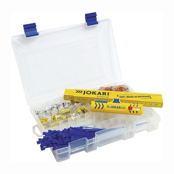 Jokari Sortimentskoffer mit Kabelschellen, Kabelbindern und Abisolierwerkzeug