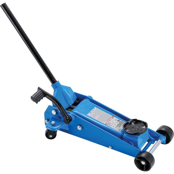 Produktverpackung eines hydraulischen Rangier-Wagenhebers von BGS Technic mit Schnellhubpedal und drei Tonnen Tragkraft.