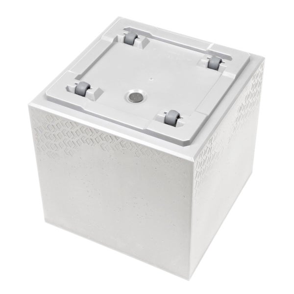 Ondis24 Pflanzkübel Beton 40 Caro Rollen 100% recycled weiß, Blumentopf, Pflanzgefäß
