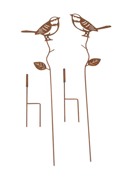 FRANK FLECHTWAREN|Gartenstecker Vogelfreunde, 2er Set, H: 75 cm, METALL