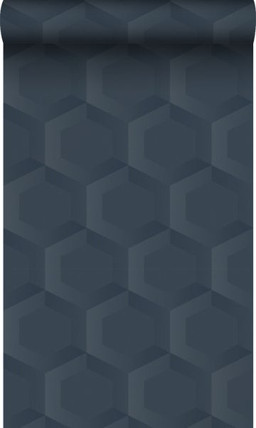 Origin Wallcoverings Tapete 3D Wabenmuster Dunkelblau - 53 cm x 10.05 m - 348022