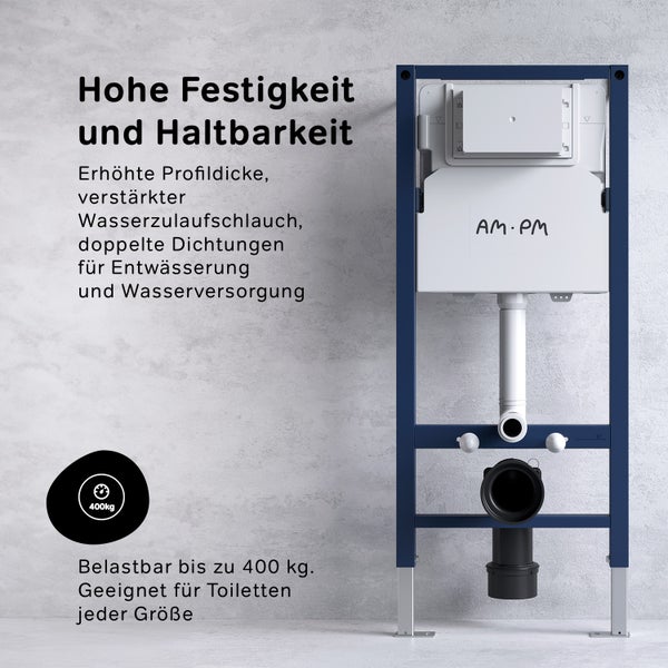 AM.PM Wand-WC Set Tiefspüler offener Spülrand weiß glänzend mit WC-Sitz , Vorwandelement und Betätigungsplatte weiß IIS90101.XB1700