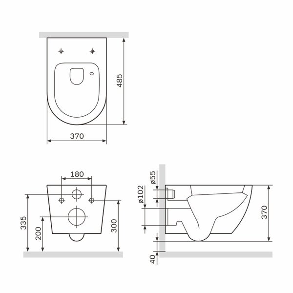 AM.PM Wand-WC  Tiefspüler ohne Spülrand weiß glänzend mit WC-Sitz CLA1900PSC Like