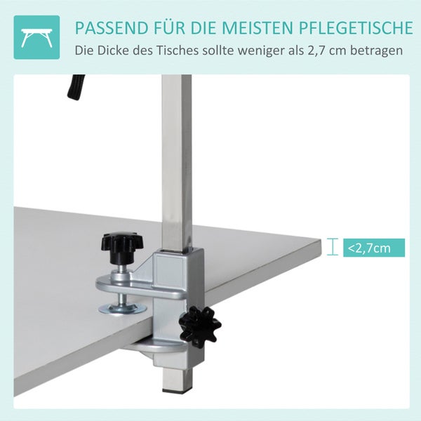 PawHut Haustier Fellpflege Arm, 36L x 8B x 74H cm, Aluminum, Edelstahl, Silber