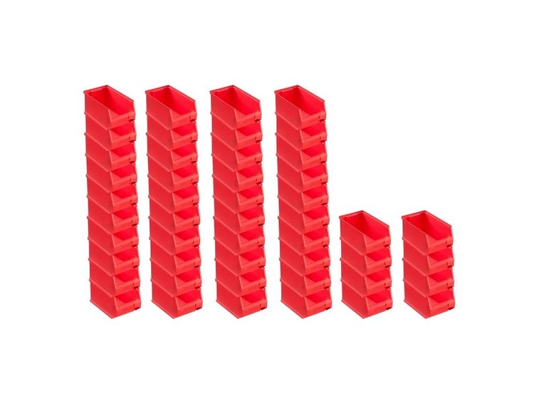 PROREGAL SuperSparSet 48 x Rote Sichtlagerbox 3.0 HxBxT 12,5 x 14,5 x 23,5 cm 2,8 Liter Sichtlagerbehälter Sichtlagerkasten
