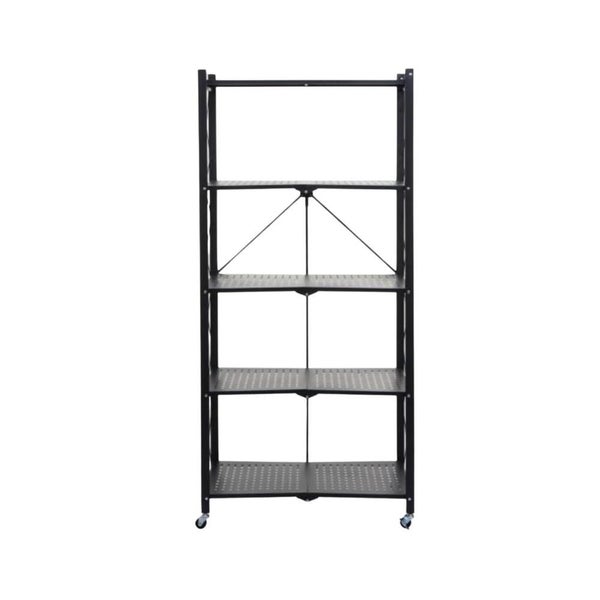 BERLINLODGE KLAP klappbares Regal 5 Fachbäden Belastbarkeit 250 kg HxBxT 167 x 72 x 34 cm Schwarz Klappregal