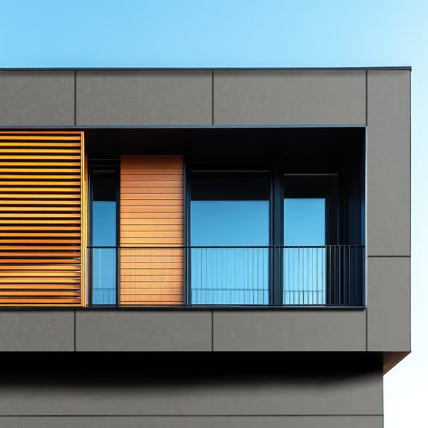 Fassade eines modernen Gebäudes mit Fenster und Balkon