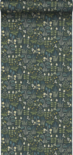 Borastapeter Tapete Blumen Schwarz - 53 cm x 10.05 m - 660419