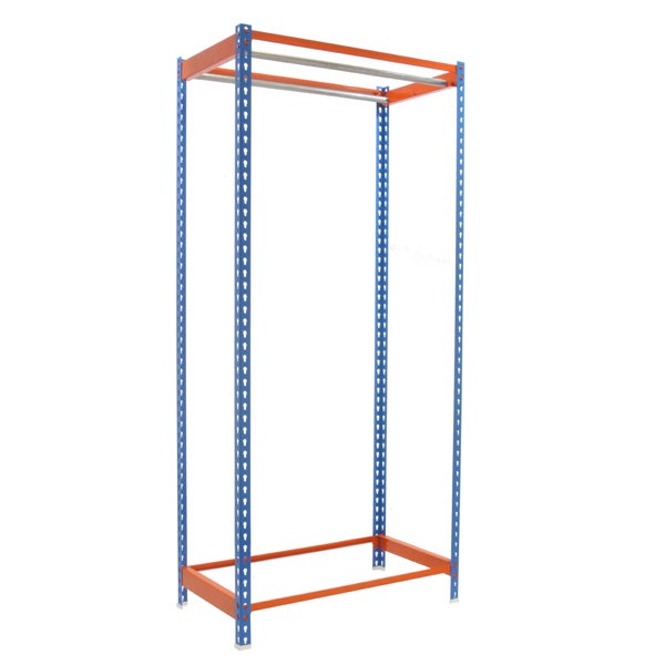 PROREGAL Kleiderstangenregal Metal Einzel HxBxT 250 x 90 x 50 cm Blau/Orange Kleiderständer Garderobe Klamottenregal Stangenregal Regal